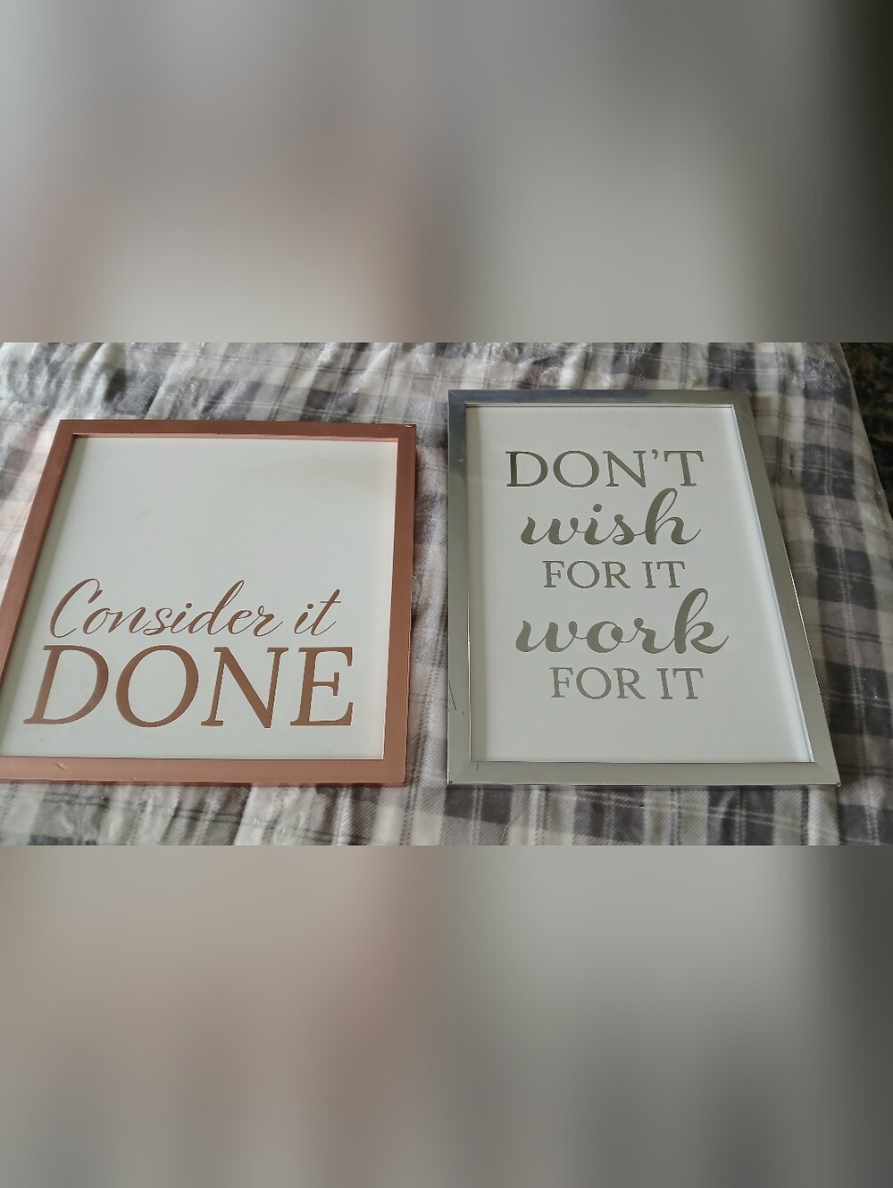Set of 2 Metallic Framed Quote Prints - Rose Gold & Silver - inspirational